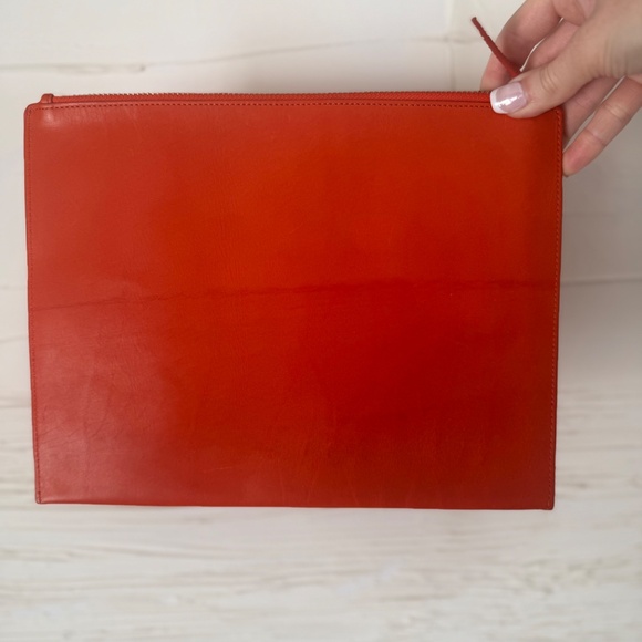 Cole Haan | Perforated Medium Leather Pouch | Spicy Orange - Picture 5 of 8
